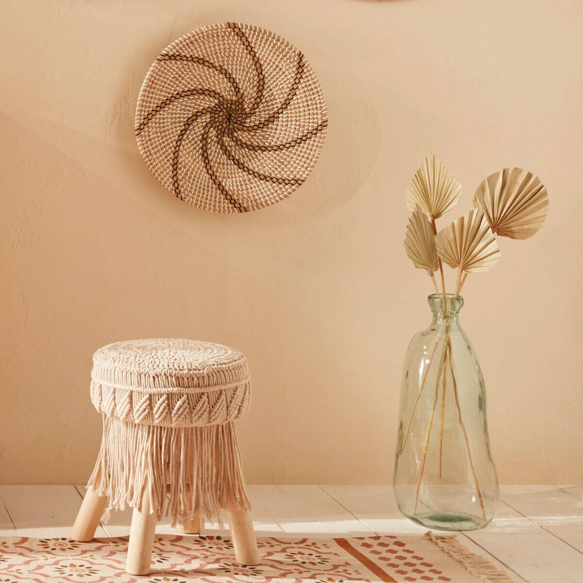 Atmosphera - Tabouret macramé et bois - Atmosphera Créateur d'intérieur - Imagen 1