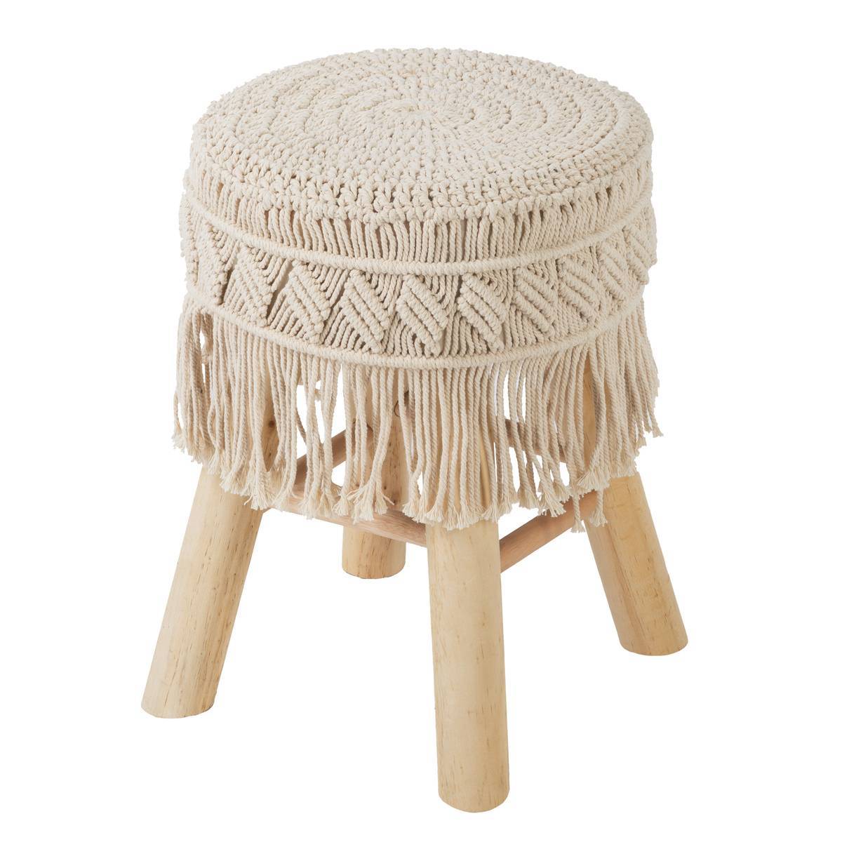 Atmosphera - Tabouret macramé et bois - Atmosphera Créateur d'intérieur - Imagen 2