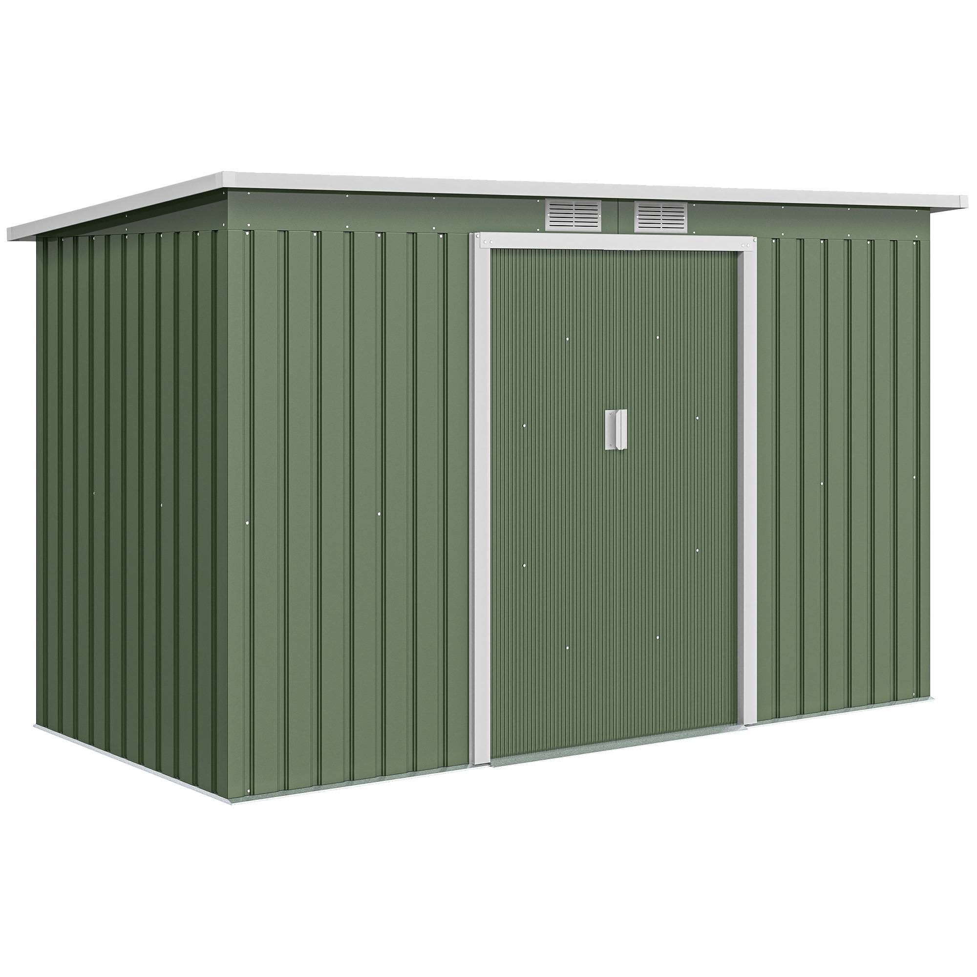 Abri de jardin extérieur 280 x 130 x 172 cm avec portes coulissantes, fond et ventilation, vert clair - Image 1