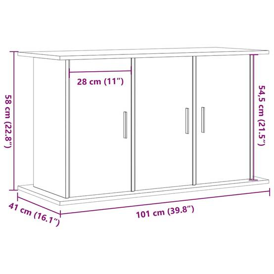 Meuble d'aquarium Chêne Noir 101 cm avec 6 Portes de Rangement - ComfortXL Outdoor Living - Image 6