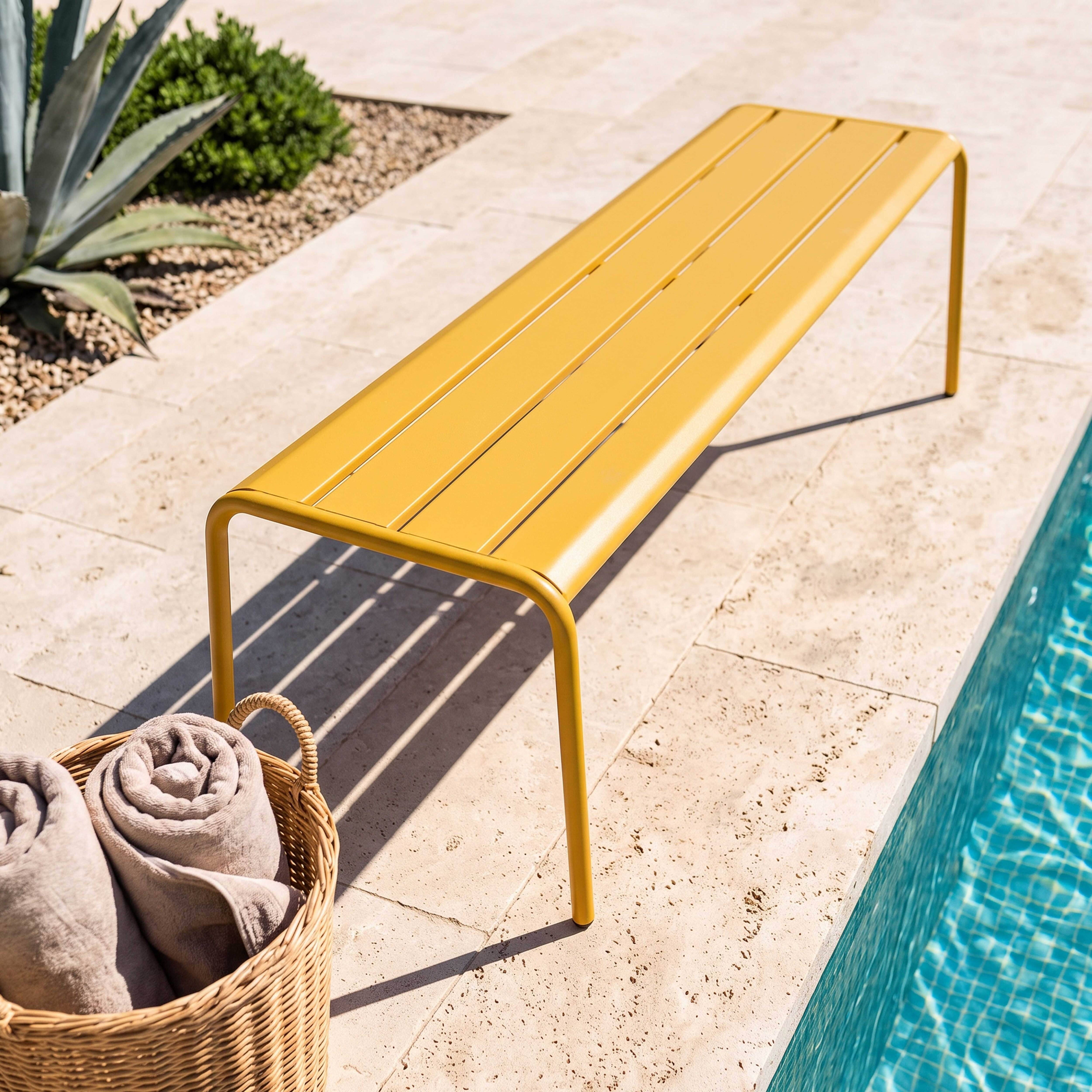 Oviala - Banc de jardin en acier jaune Palavas - Oviala - Imagen 3