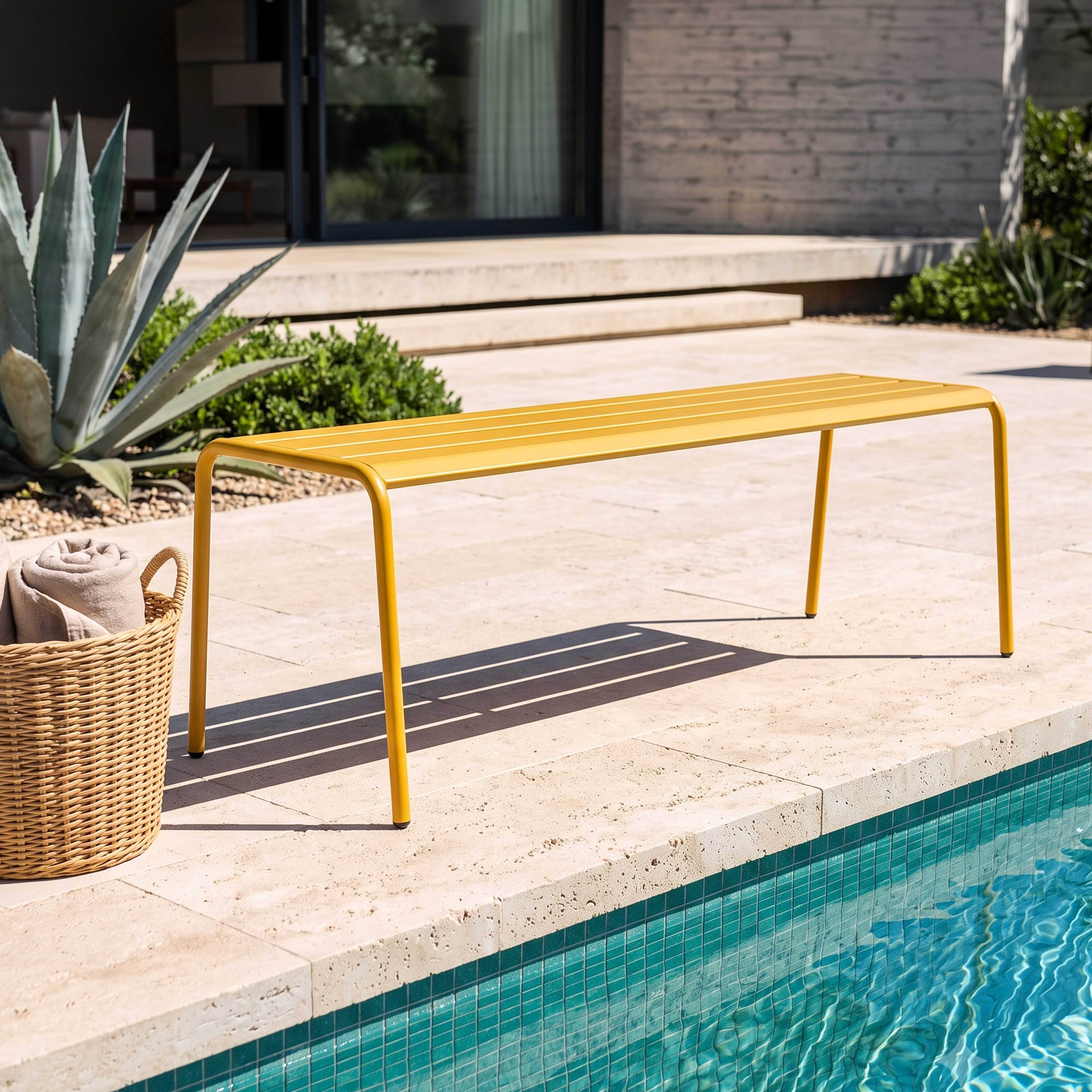Oviala - Banc de jardin en acier jaune Palavas - Oviala - Imagen 2