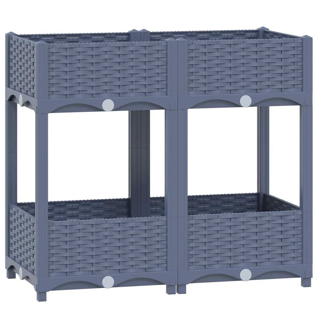 ComfortXL - Carré potager sur pieds 80x40cm polypropylène avec étagère pour balcon jardin Gris – ComfortXL Outdoor Living - Image 2