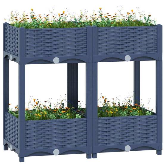 ComfortXL - Carré potager sur pieds 80x40cm polypropylène avec étagère pour balcon jardin Gris – ComfortXL Outdoor Living - Image 1
