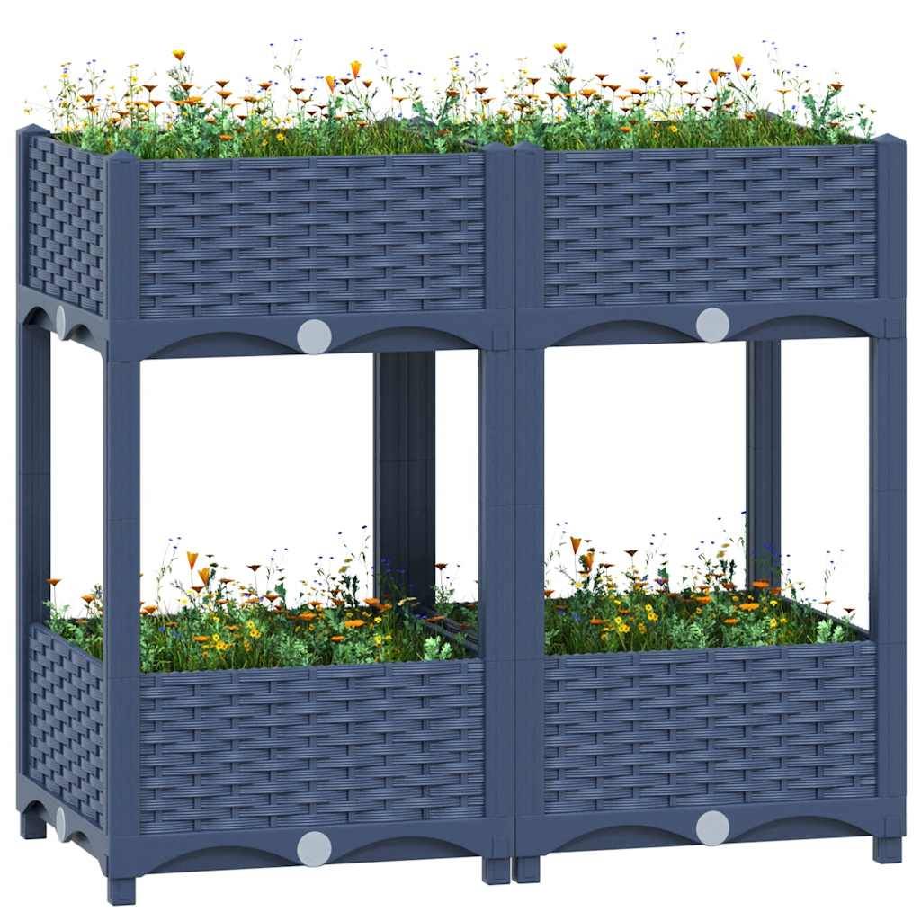 ComfortXL - Carré potager sur pieds 80x40cm polypropylène avec étagère pour balcon jardin Gris – ComfortXL Outdoor Living - Image 1