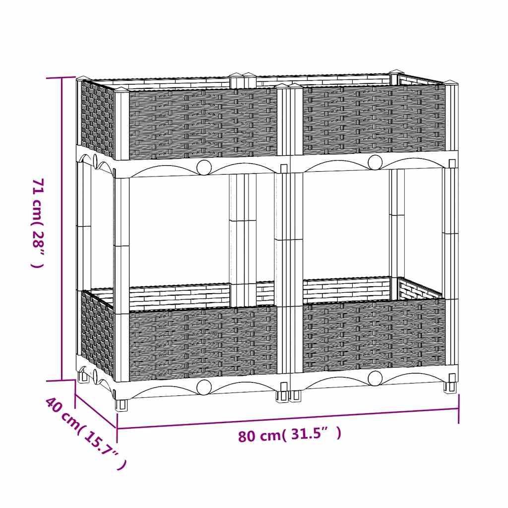 ComfortXL - Carré potager sur pieds 80x40cm polypropylène avec étagère pour balcon jardin Gris – ComfortXL Outdoor Living - Image 8