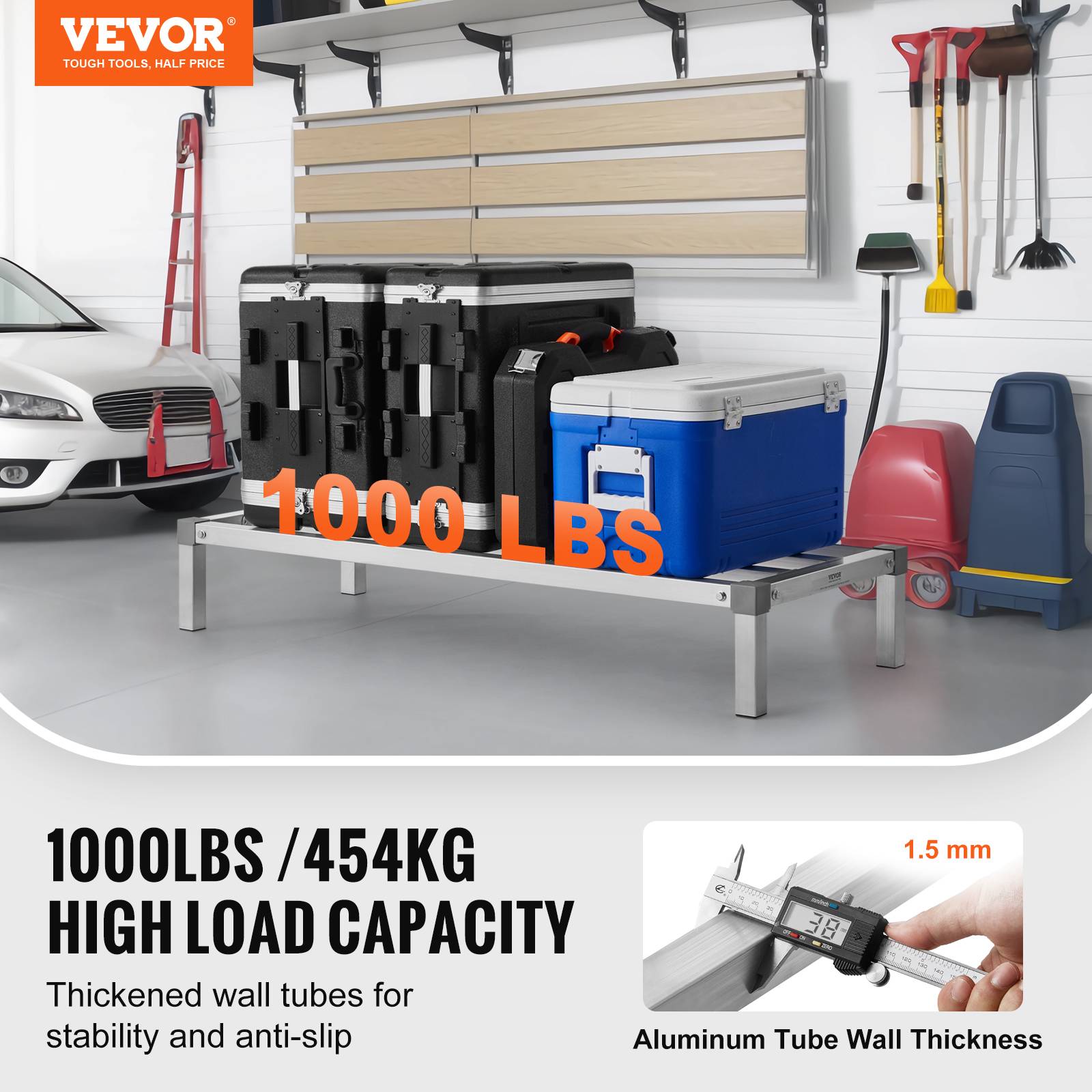 VEVOR Rack calage alu 121.9x50.8x20.3cm, charge 454kg, restaurant. - Image 2