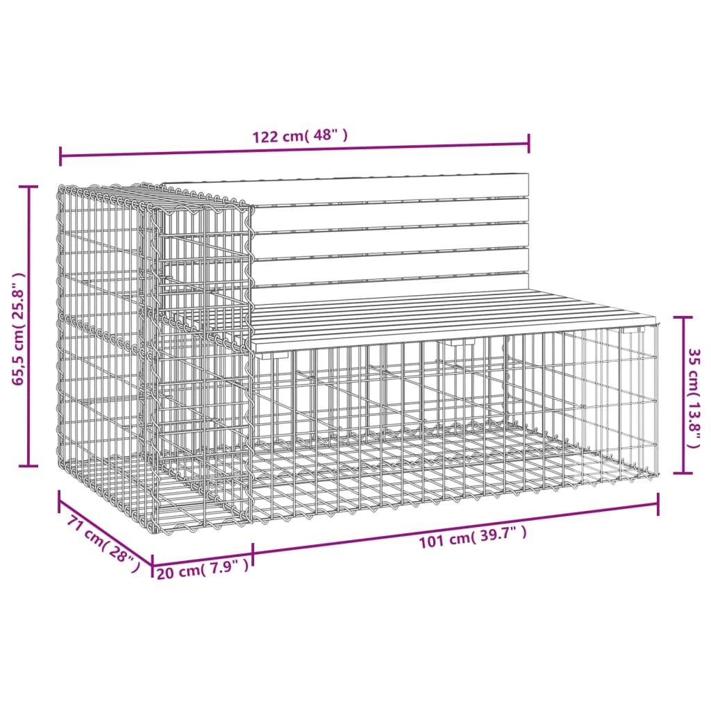 Maison Chic - Banc de jardin - Banc d'extérieur - Banquette design gabion 122x71x65,5cm bois de pin imprégné - Imagen 8