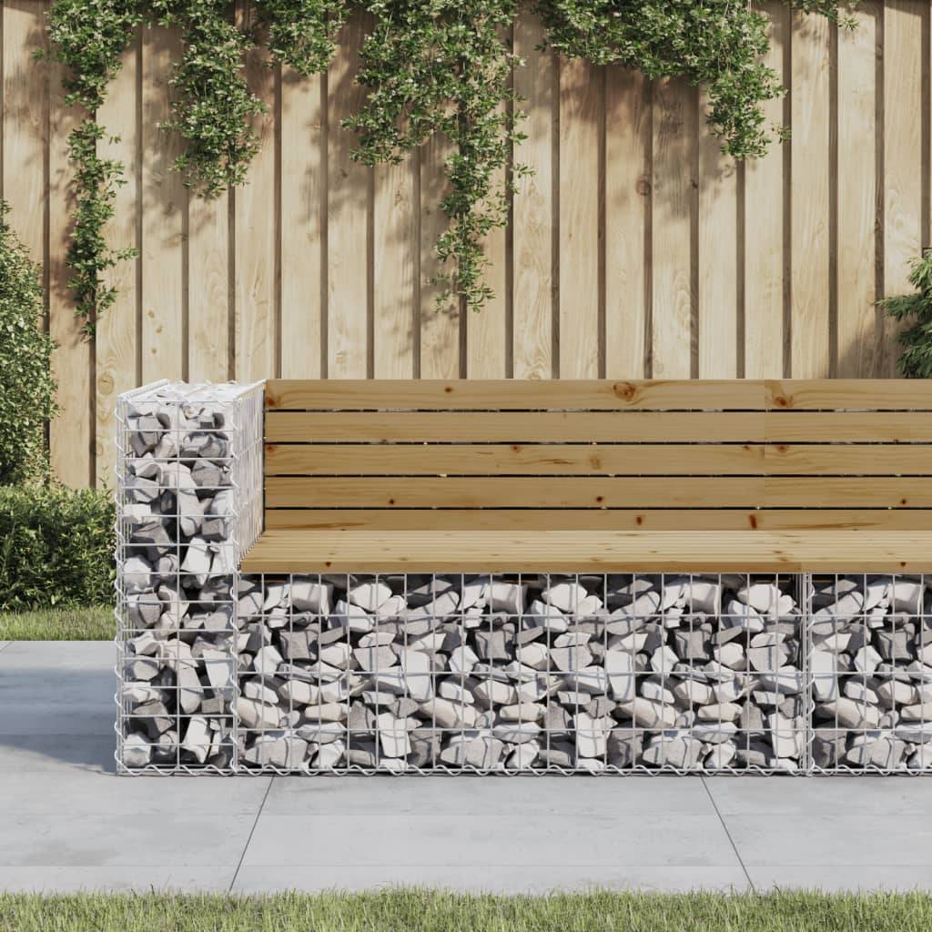 Maison Chic - Banc de jardin - Banc d'extérieur - Banquette design gabion 122x71x65,5cm bois de pin imprégné - Imagen 2