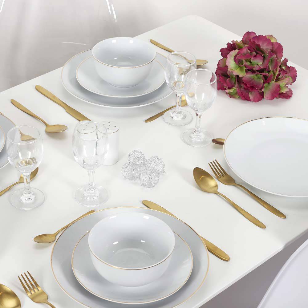 The Home Deco Factory - Assiette en porcelaine avec liseré doré (Lot de 6) Assiettes plates - 26 cm - Imagen 2