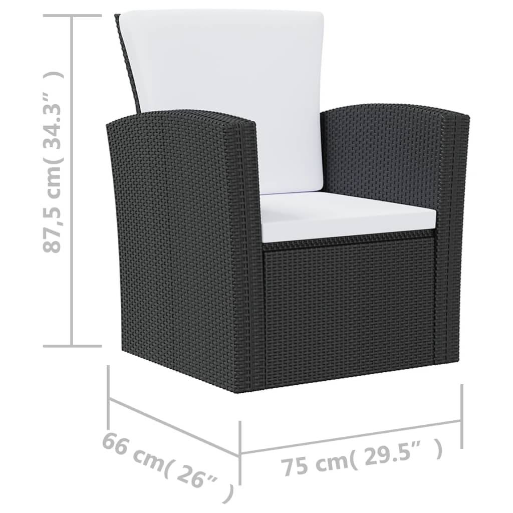 Helloshop26 - Salon de jardin meuble d'extérieur ensemble de mobilier 8 pièces avec coussins résine tressée noir - Imagen 8