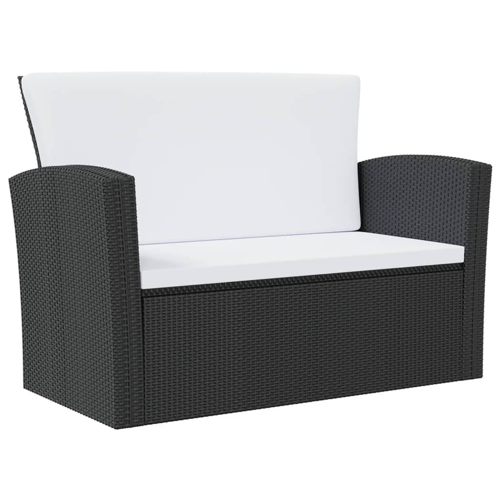 Helloshop26 - Salon de jardin meuble d'extérieur ensemble de mobilier 8 pièces avec coussins résine tressée noir - Imagen 2
