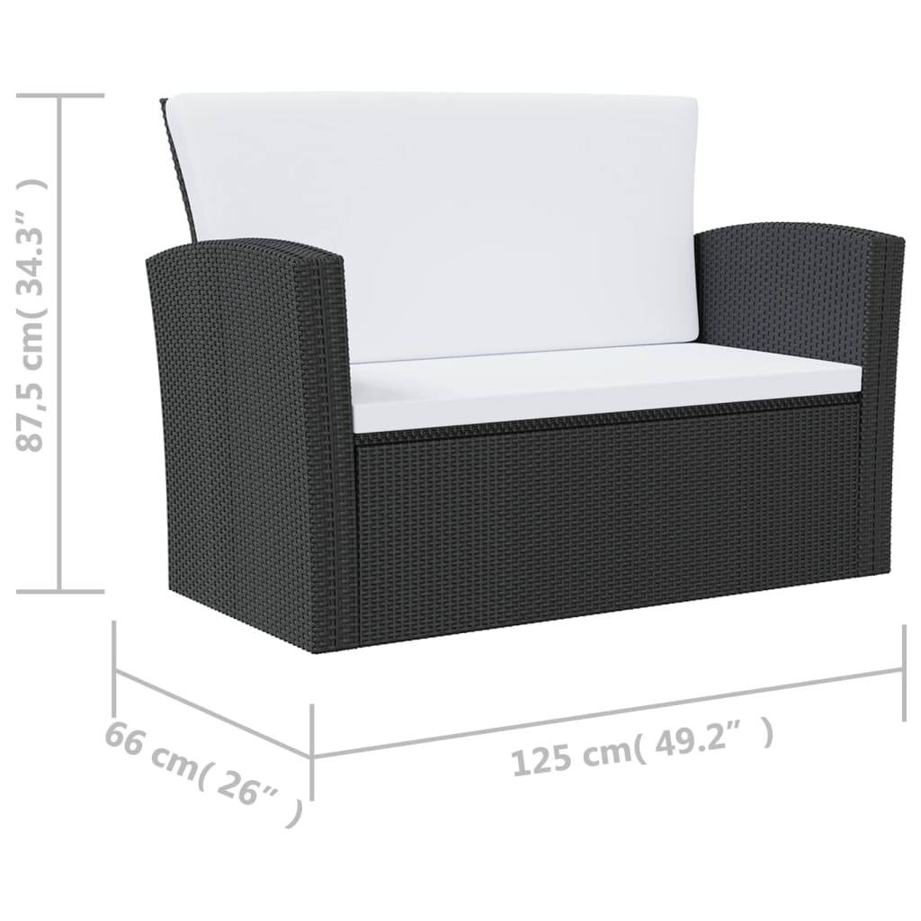 Helloshop26 - Salon de jardin meuble d'extérieur ensemble de mobilier 8 pièces avec coussins résine tressée noir - Imagen 7