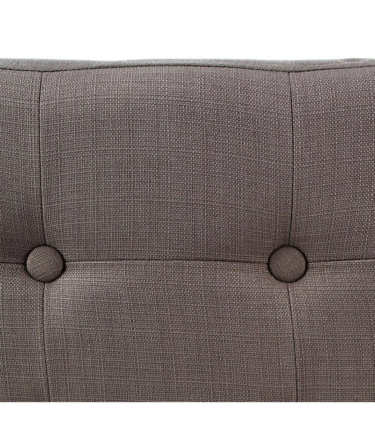 2 en 1 Pouf pliant double et coffre de rangement Gris taupe aspect Lin 76 x H 38 cm - Imagen 2