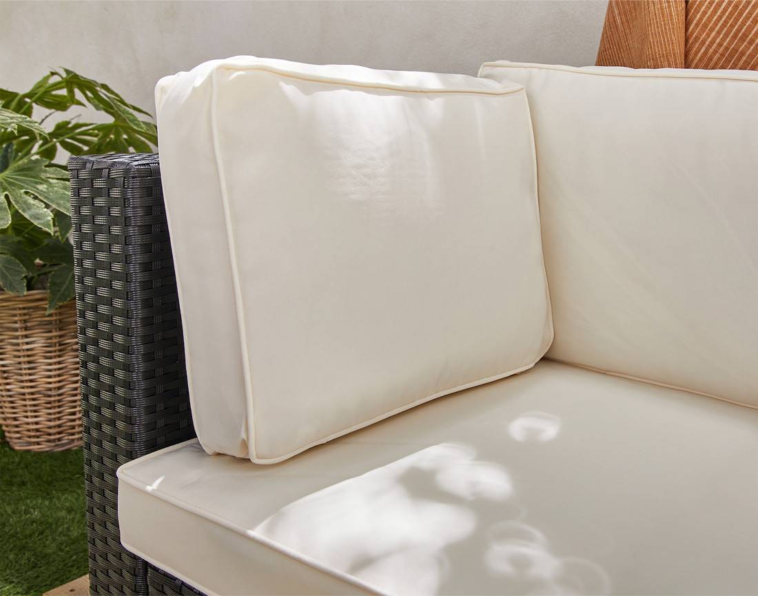 Best Mobilier - Otaki - salon bas de jardin modulable 5 places - résine tressée noire et coussins beiges - Best Mobilier - Imagen 8