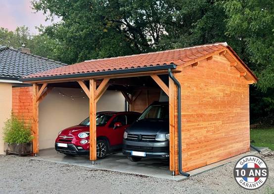 Carport Charpente deux pentes 550cmx750cm, bois DOUGLAS Français (Charpente en bois-auvent-abri voiture), 41.25 m². Garantie 10 ans - Image 4
