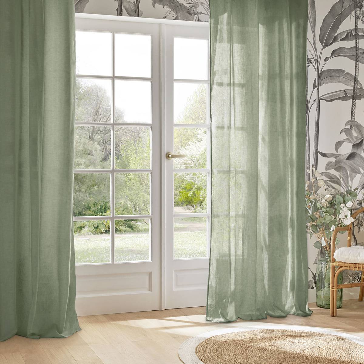 Atmosphera - Voilage "Paxta" 135x240cm vert céladon - Atmosphera Créateur d'intérieur - Image 1