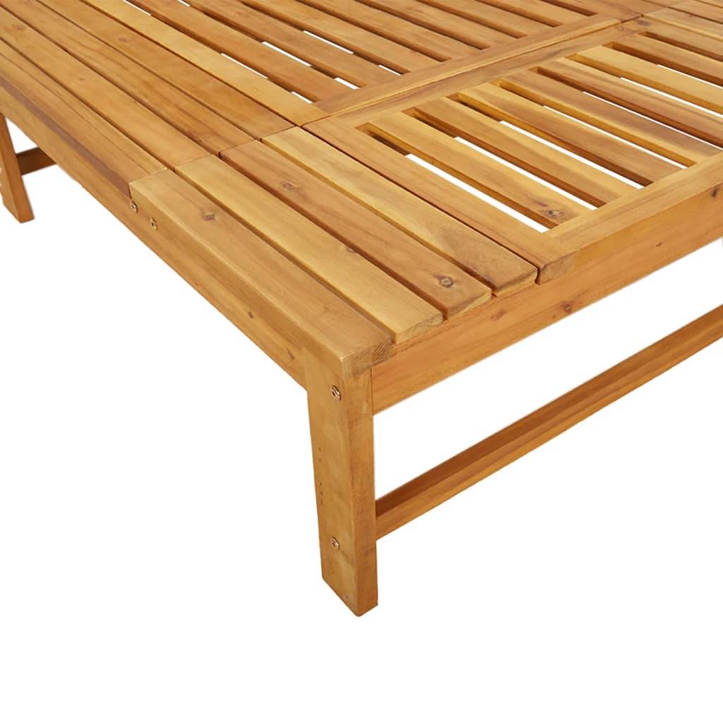Helloshop26 - Transat chaise longue bain de soleil lit de jardin terrasse meuble d'extérieur coussin/oreiller blanc crème bois massif acacia - Imagen 5