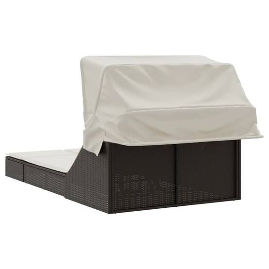 Lit Jardin Double Toit Pare-Soleil Résine Tressée Marron – ComfortXL Outdoor Living - Image 5