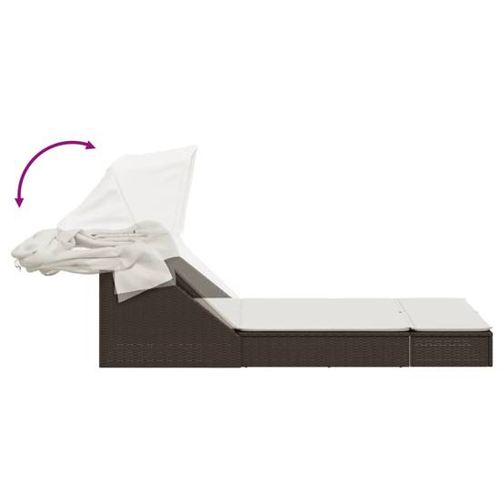 Lit Jardin Double Toit Pare-Soleil Résine Tressée Marron – ComfortXL Outdoor Living - Image 6