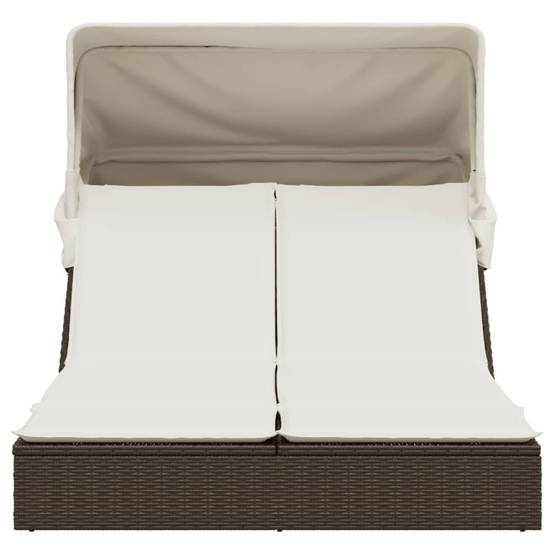 Lit Jardin Double Toit Pare-Soleil Résine Tressée Marron – ComfortXL Outdoor Living - Image 3