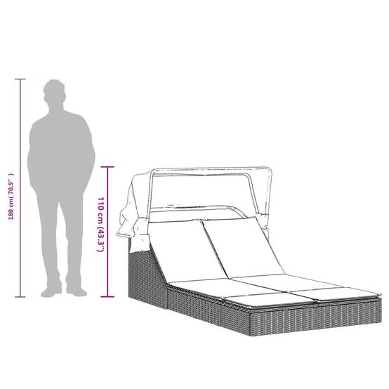 Lit Jardin Double Toit Pare-Soleil Résine Tressée Marron – ComfortXL Outdoor Living - Image 9