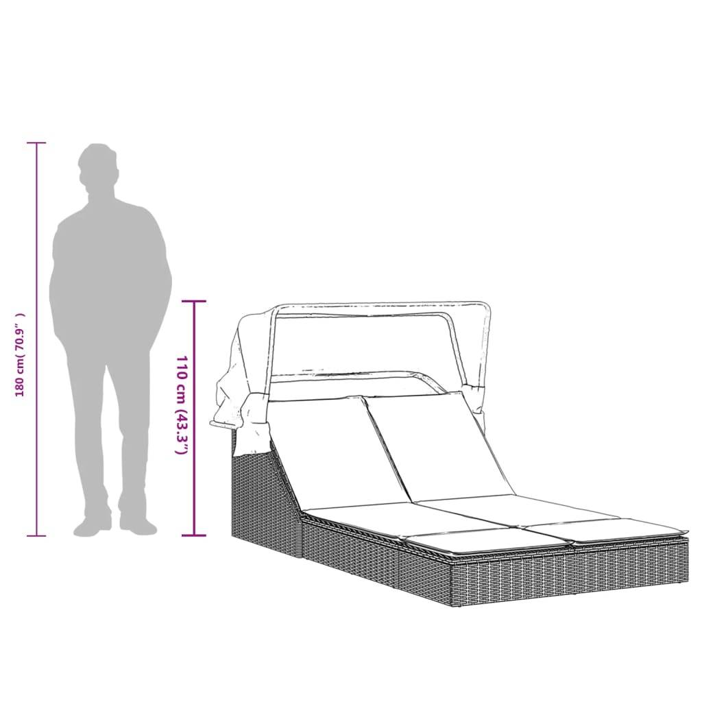 Lit Jardin Double Toit Pare-Soleil Résine Tressée Marron – ComfortXL Outdoor Living - Image 9