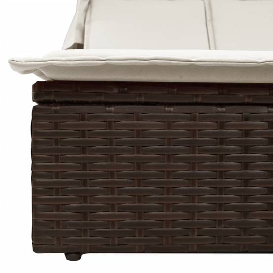 Lit Jardin Double Toit Pare-Soleil Résine Tressée Marron – ComfortXL Outdoor Living - Image 7