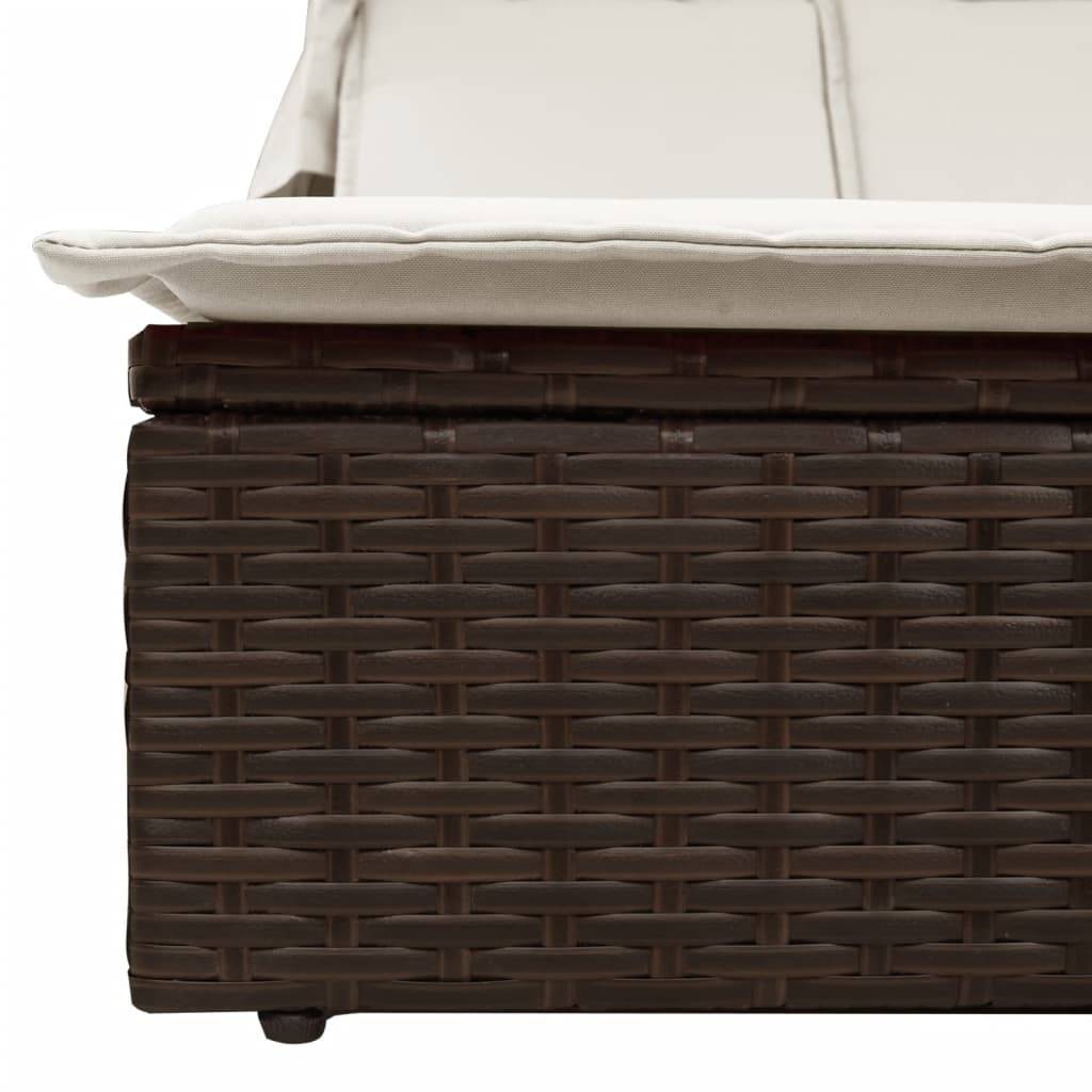 Lit Jardin Double Toit Pare-Soleil Résine Tressée Marron – ComfortXL Outdoor Living - Image 7