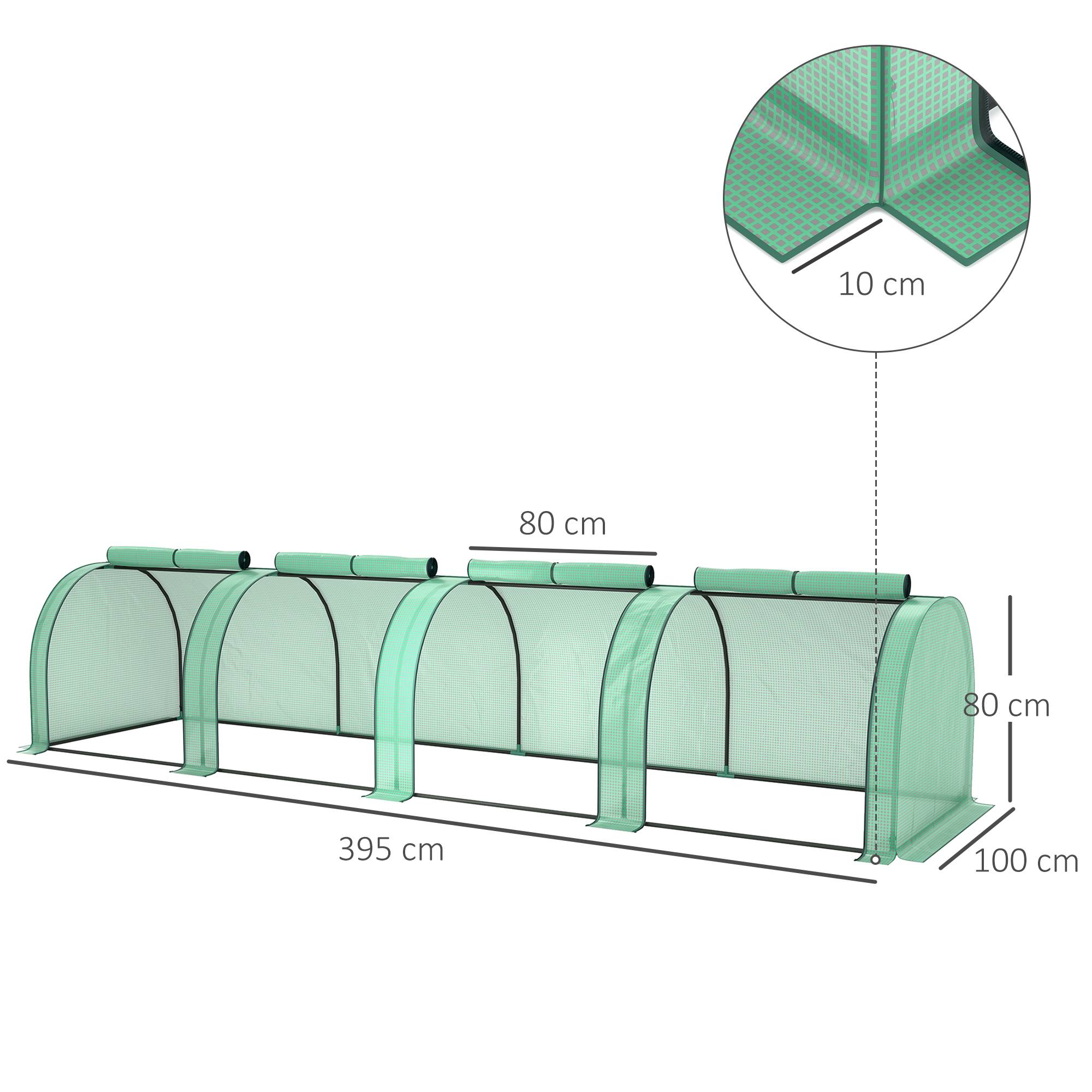 Mini serre tunnel pour tomates et légumes culture au sol acier PE 4x1m Vert - ComfortXL Outdoor Living - Image 5