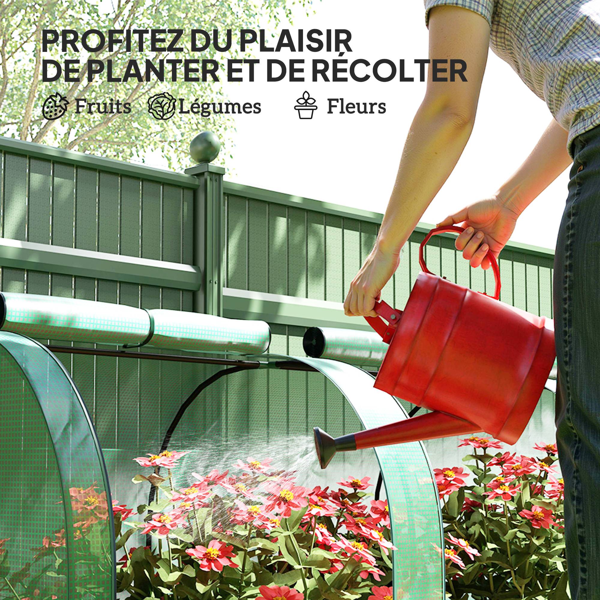 Mini serre tunnel pour tomates et légumes culture au sol acier PE 4x1m Vert - ComfortXL Outdoor Living - Image 9