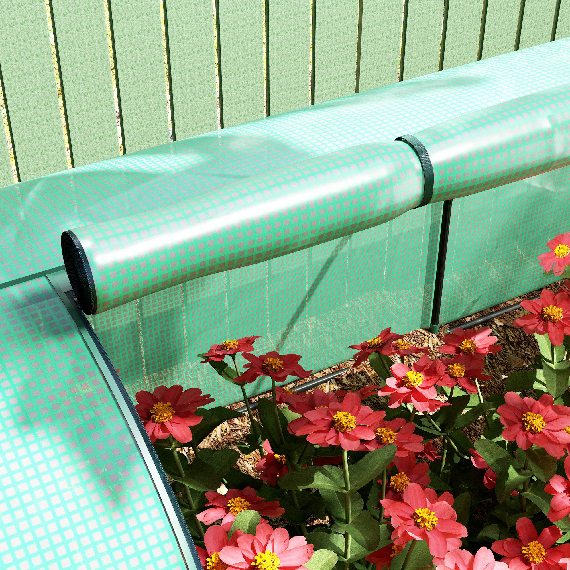 Mini serre tunnel pour tomates et légumes culture au sol acier PE 4x1m Vert - ComfortXL Outdoor Living - Image 10