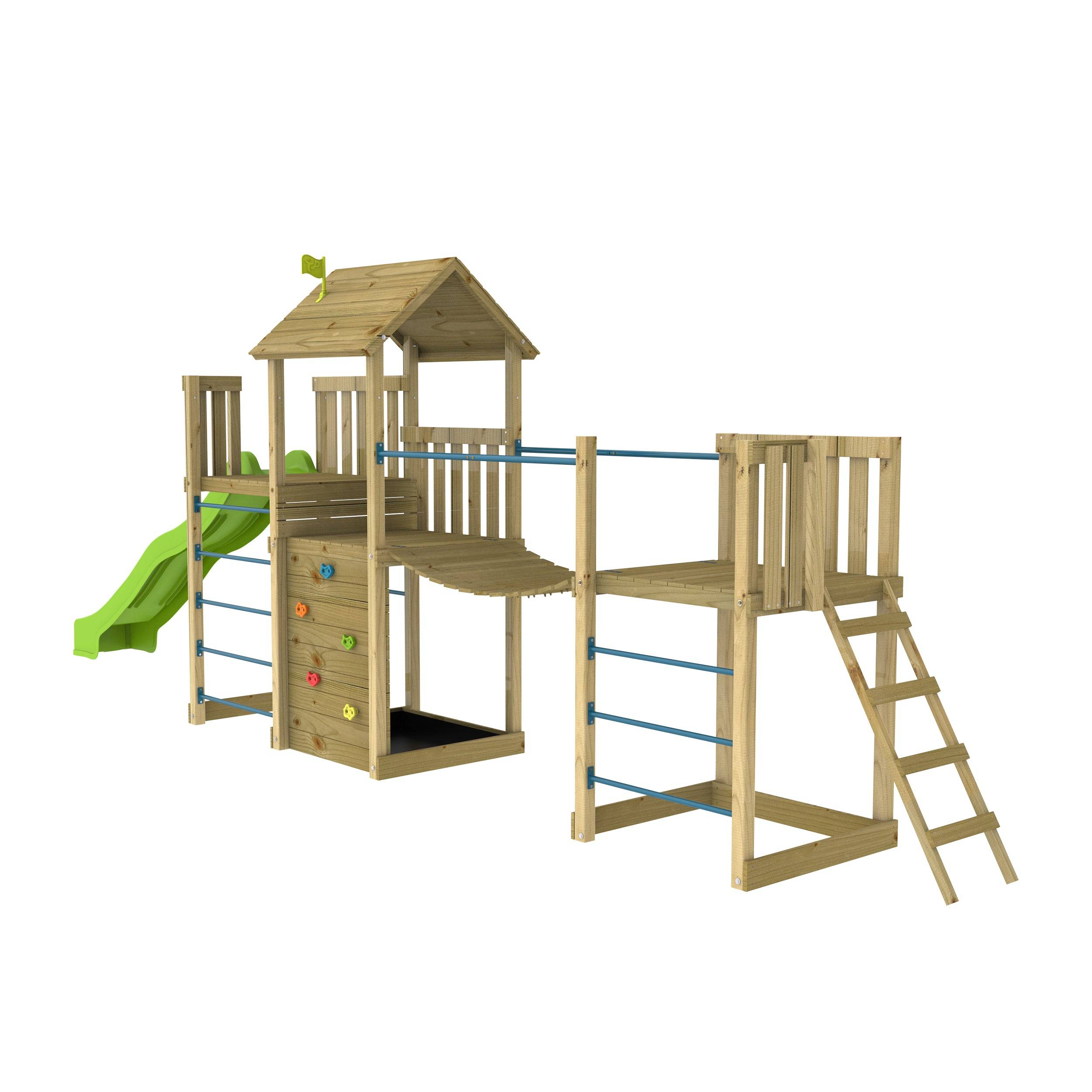 Tp Toys - AIre de jeux toboggan et pont suspendu - bois FSC® - H270 cm - CITRONNIER SKYWOOD - Imagen 9