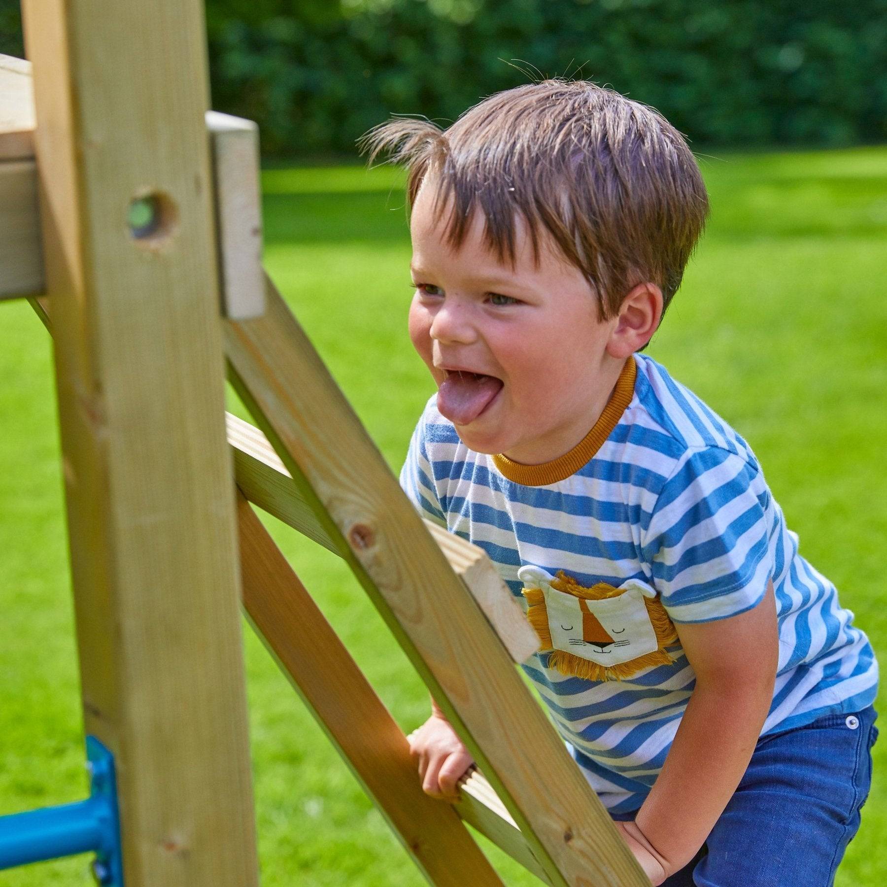 Tp Toys - AIre de jeux toboggan et pont suspendu - bois FSC® - H270 cm - CITRONNIER SKYWOOD - Imagen 6