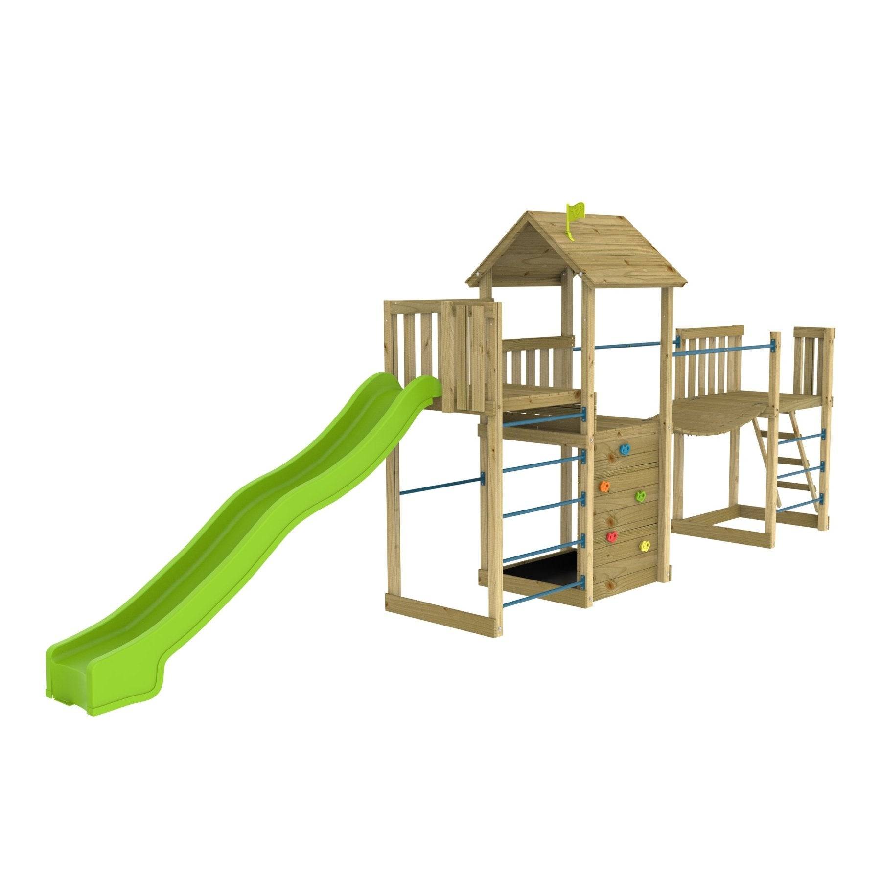 Tp Toys - AIre de jeux toboggan et pont suspendu - bois FSC® - H270 cm - CITRONNIER SKYWOOD - Imagen 2