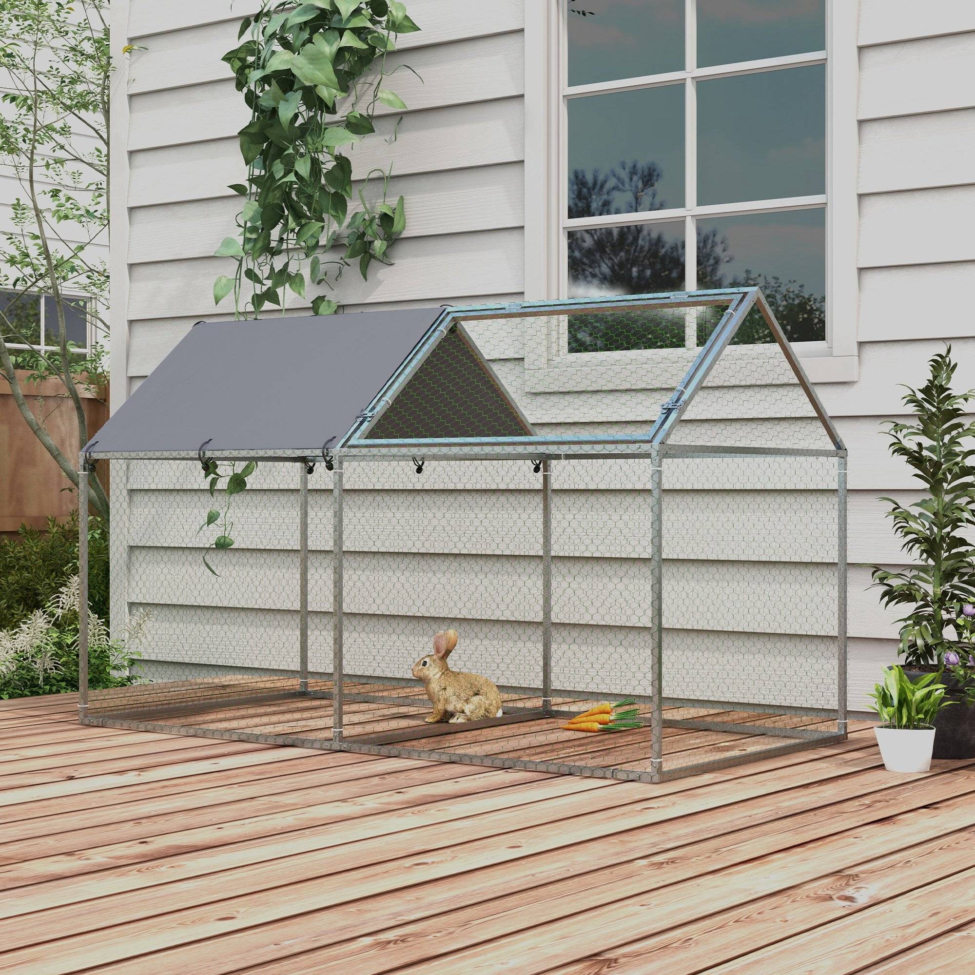 Enclos poules acier extérieur grand espace avec toit Oxford 198x100x120cm - ComfortXL Outdoor Living - Image 4