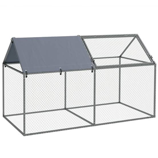 Enclos poules acier extérieur grand espace avec toit Oxford 198x100x120cm - ComfortXL Outdoor Living - Image 1