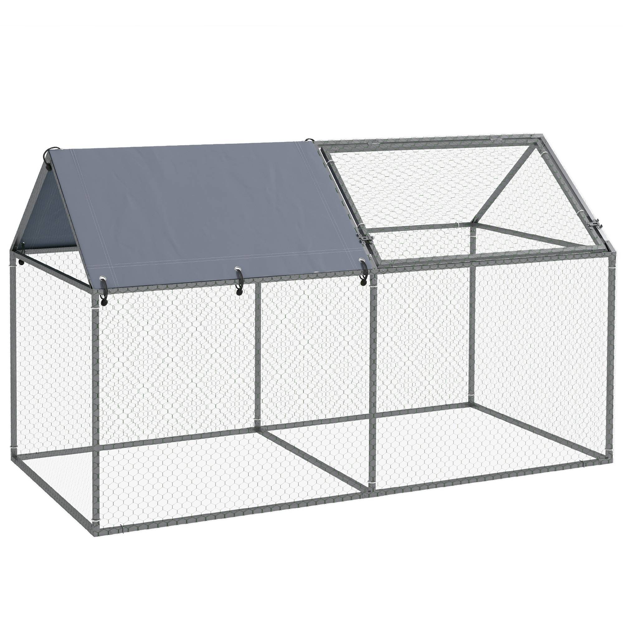 Enclos poules acier extérieur grand espace avec toit Oxford 198x100x120cm - ComfortXL Outdoor Living - Image 1