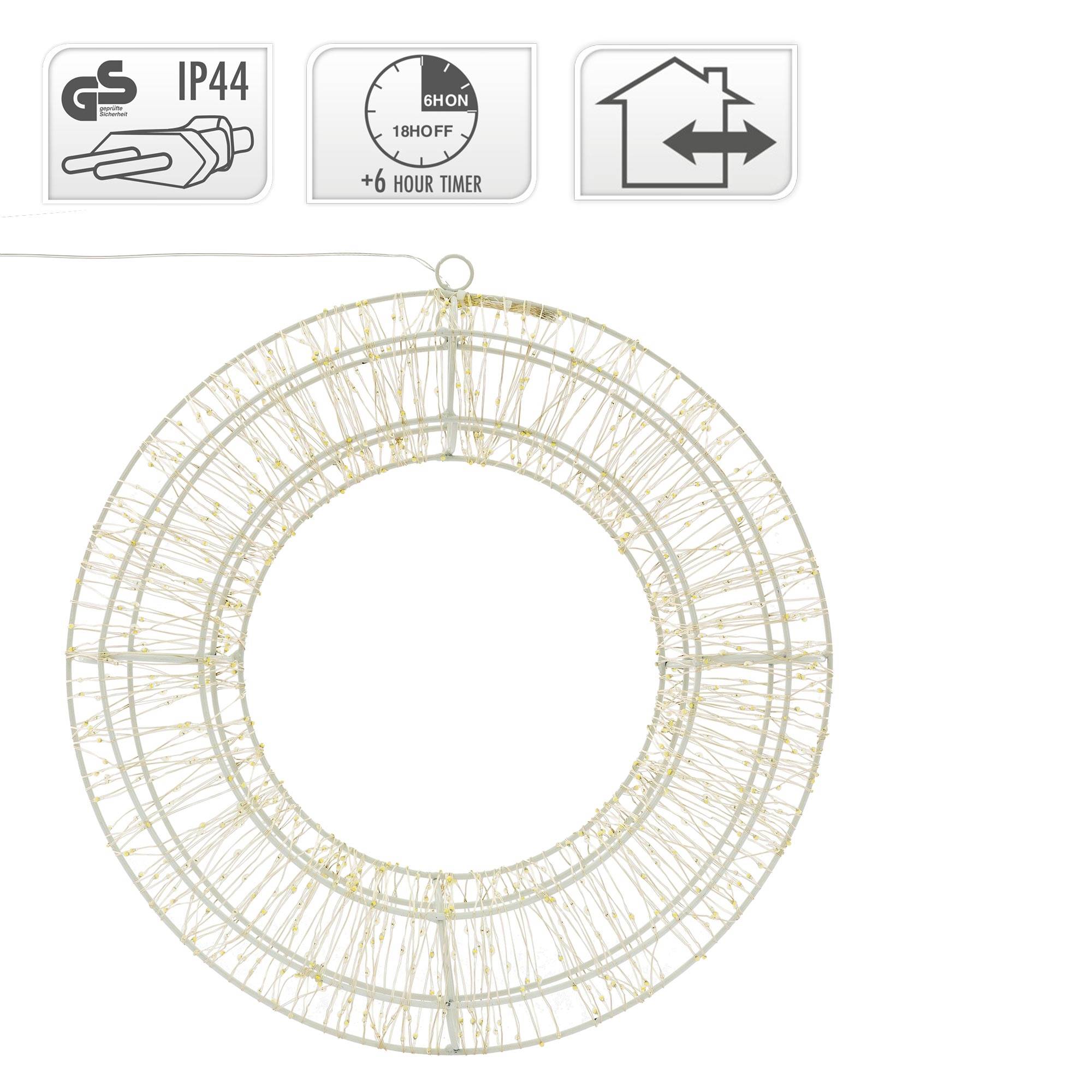 Ecd-Germany - Couronne LED de Noël blanc chaud décoration lumineuse ronde avec 960 LEDs 38 cm - Image 5