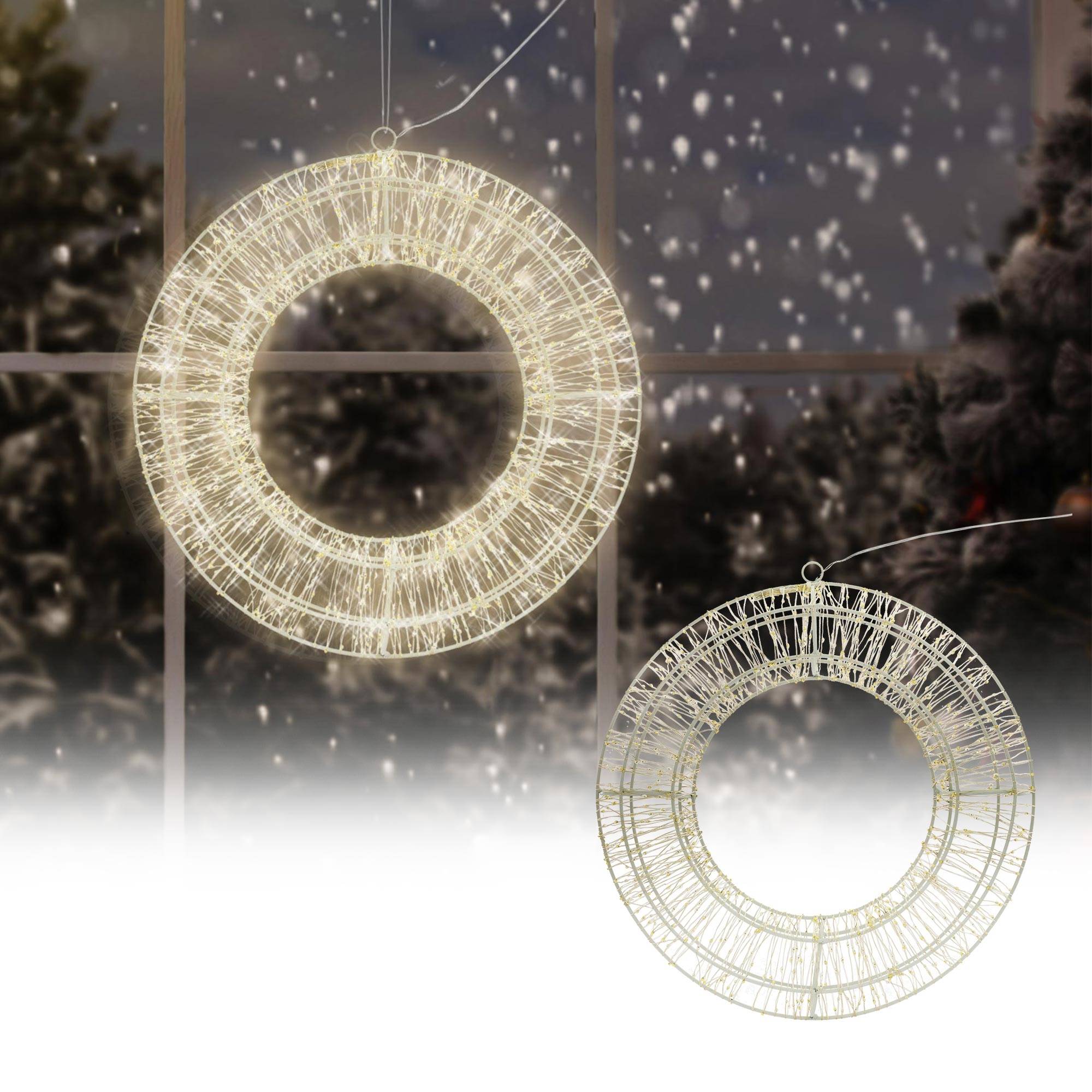 Ecd-Germany - Couronne LED de Noël blanc chaud décoration lumineuse ronde avec 960 LEDs 38 cm - Imagen 2