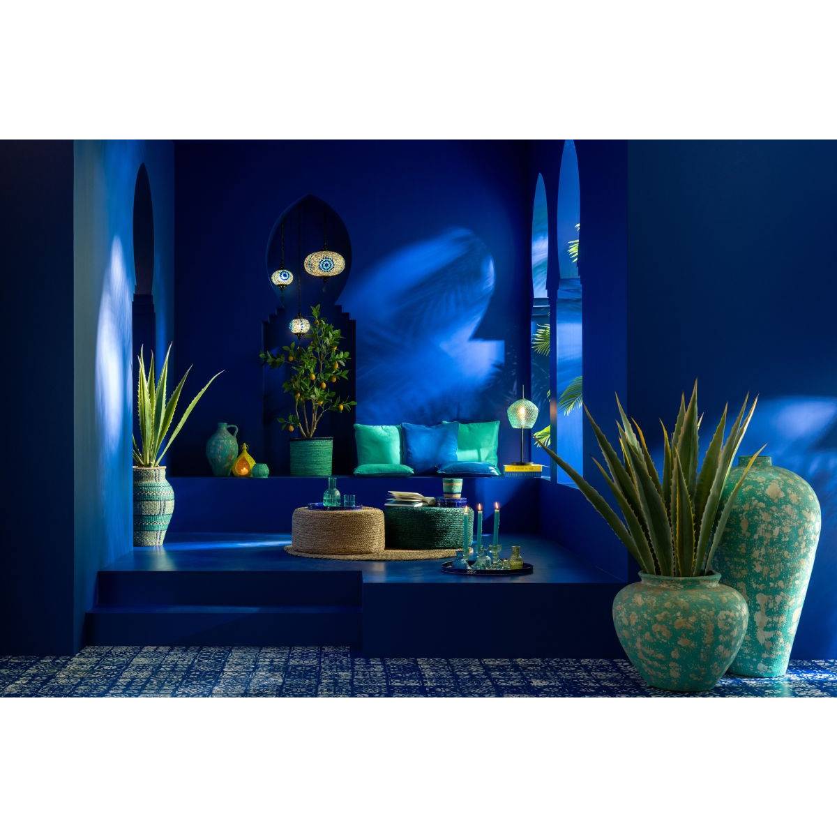 Vase Pot Antique en Ciment "Mack" 100cm Bleu Azur - Image 5
