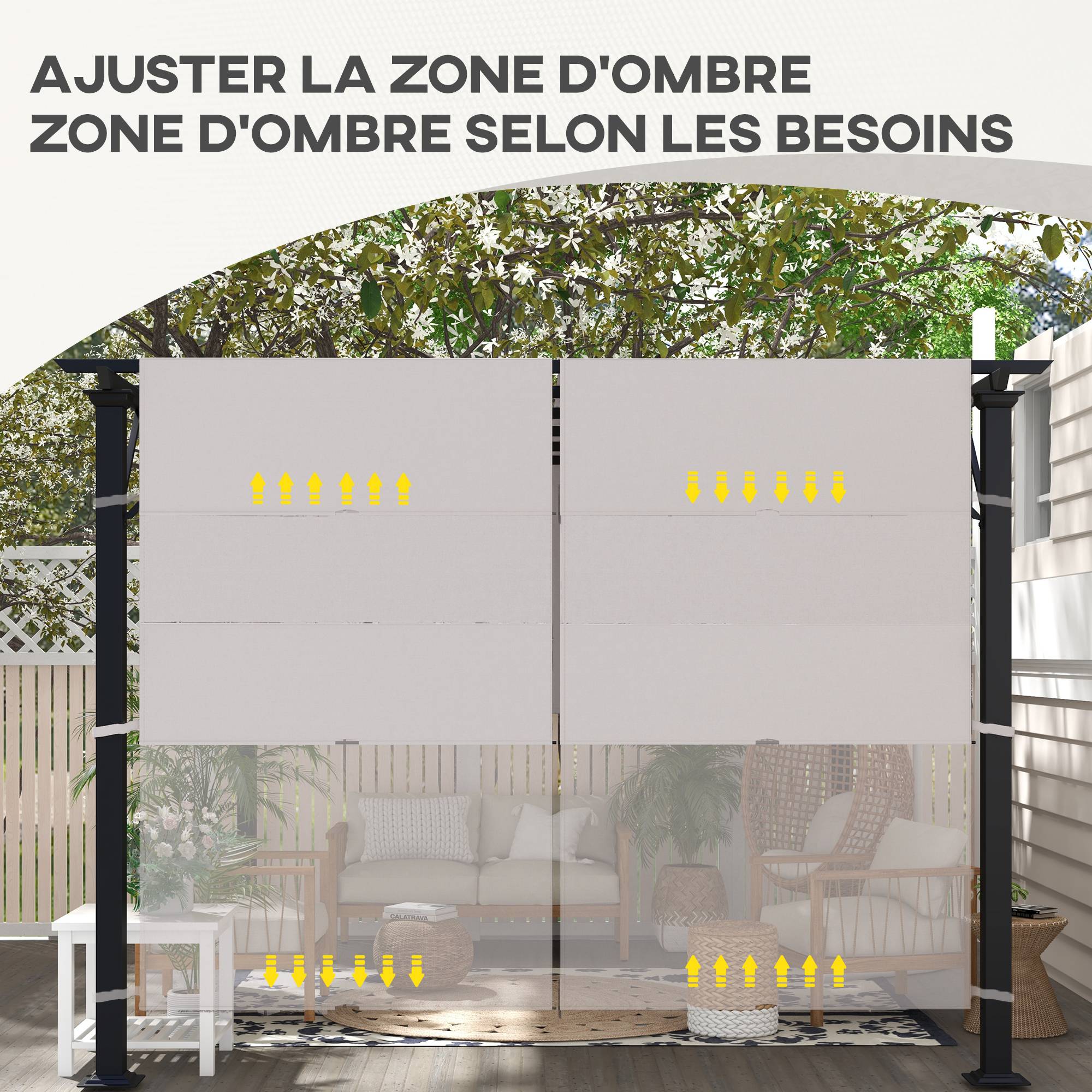Lot de 2 Toiles de Rechange Polyester pour Pergola Rétractable Protection Anti-UV Kaki - ComfortXL Outdoor Living - Image 9