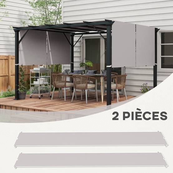 Lot de 2 Toiles de Rechange Polyester pour Pergola Rétractable Protection Anti-UV Kaki - ComfortXL Outdoor Living - Image 6