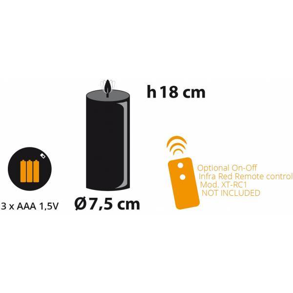 Bougie lumineuse LED cylindrique en cire ivoire flamme vacillante piles 18cm Timer blanc chaud Lotti - Image 5
