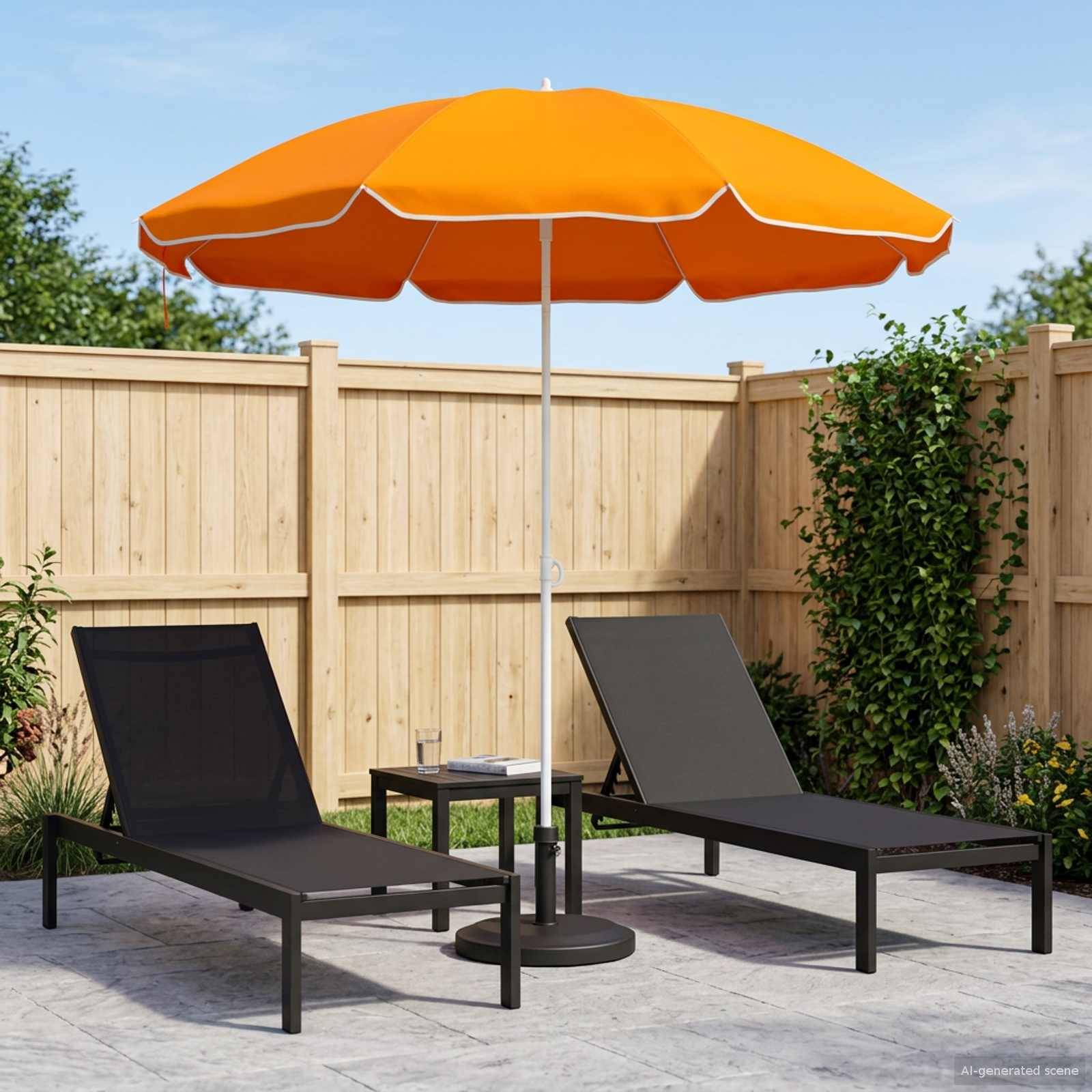 Parasol de jardin polyester et acier orange 207 x 207 x 220 cm - PANGIVO - Image 1