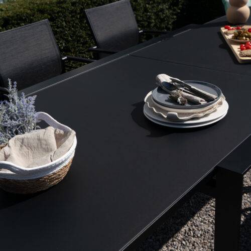 Table de jardin 8/12p en aluminium et plateau en verre poli Noir MODULO - Image 5