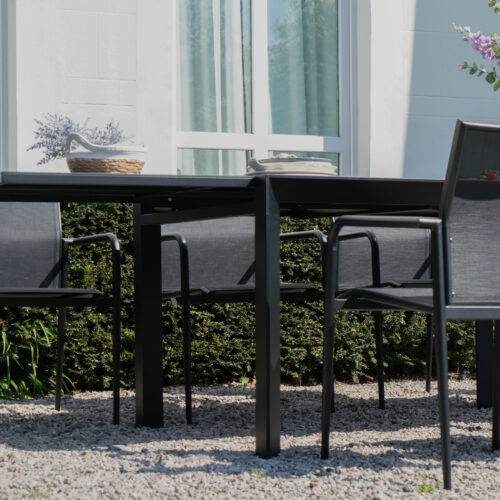 Table de jardin 8/12p en aluminium et plateau en verre poli Noir MODULO - Image 4