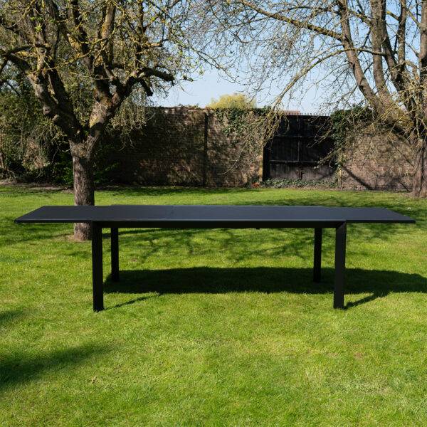 Table de jardin 8/12p en aluminium et plateau en verre poli Noir MODULO - Image 3