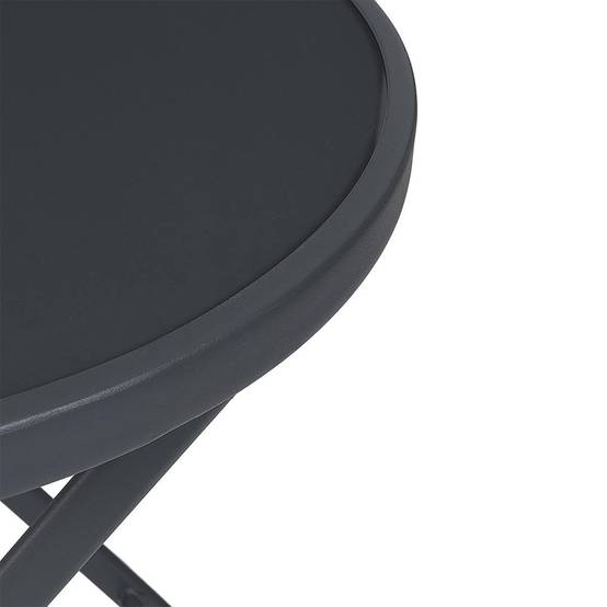 ALTOBUY - Table Pliante de Jardin Ronde Grise en Métal et Verre Trempé - SOHAN - Image 5
