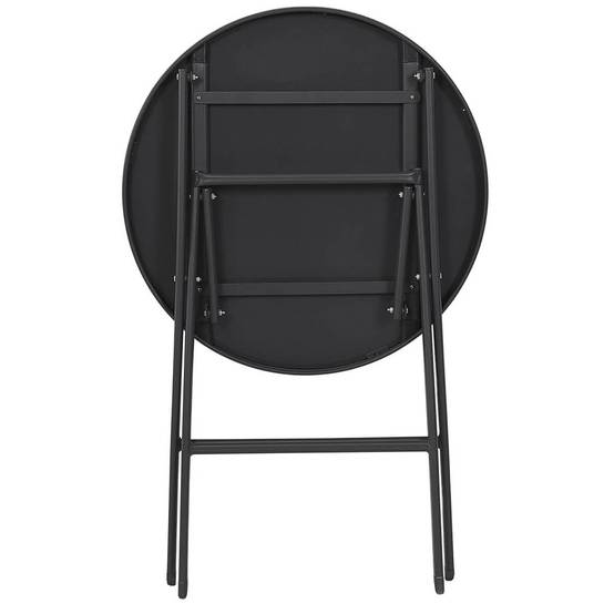 ALTOBUY - Table Pliante de Jardin Ronde Grise en Métal et Verre Trempé - SOHAN - Image 4